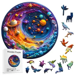 Yetişkinler için Ahşap Yapboz Bulmacalar - Space Planet Earth, Güzel Hediye Paketi, Benzersiz Şekil Yetişkinler ve Çocuklar için En İyi Hediye