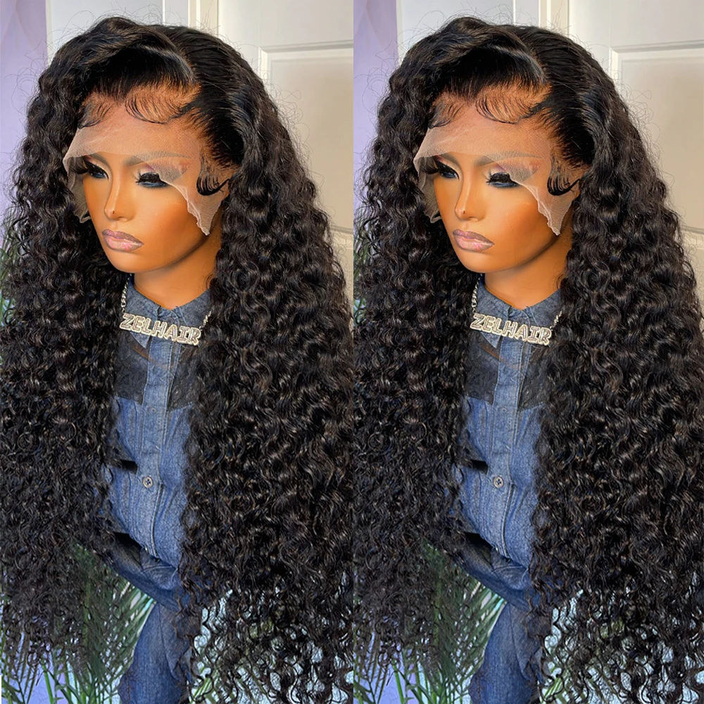 40Inch Kinky Curly Transparent Lace Front Wig Brazilian 250% Curly 13x4 13x6 HD Melt Skin Lace Frontal Human Hair Wigs For Women