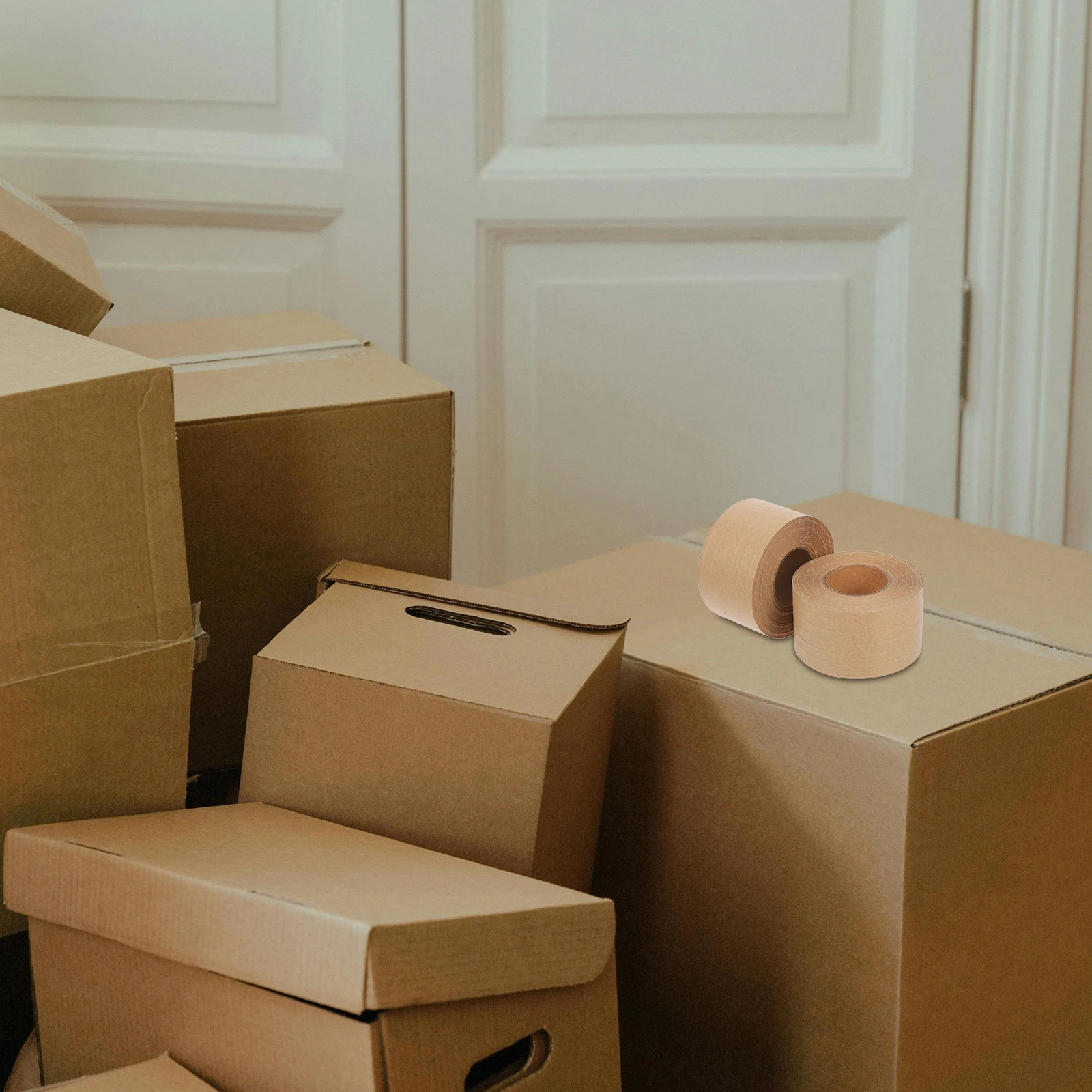 

2Pcs Water Activated Brown Tape Reinforced Kraft Sealer High Adhesion Easy To Use Packing Tape For Various Scenarios