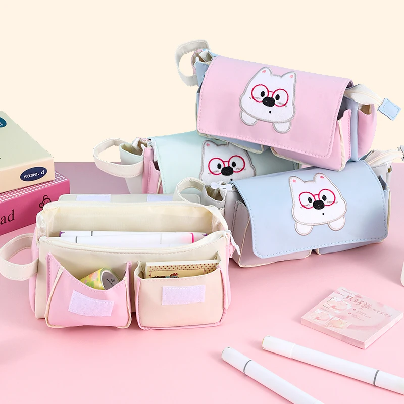 4 Stile Neues Doppeltaschen-Federmäppchen Kawaii Cartoon Große Kapazität Wasserdichte Schüler-Schreibwaren-Aufbewahrungstasche