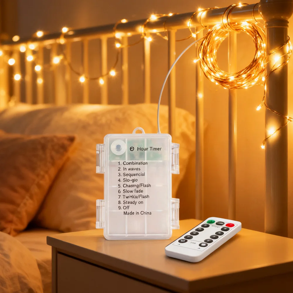 

Led Copper Wire String Lights 3AA LED 8 modes Waterproof Garland DIY Fairy Lights Christmas Wedding Party Decoration Lighting