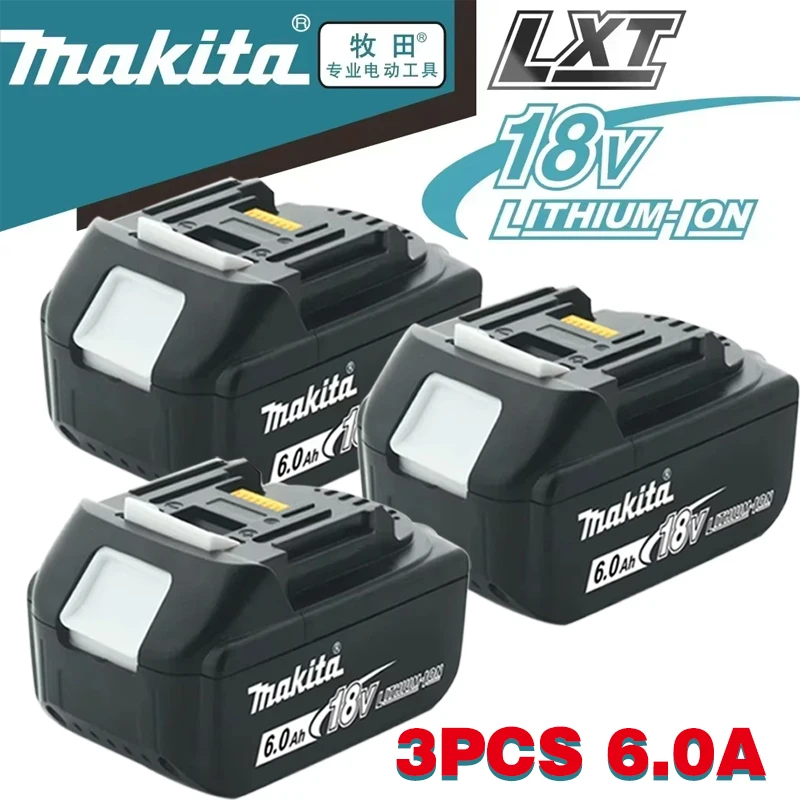 Genuine Makita 18V 6Ah Rechargeable Power Tools Battery 18V makita with LED Li-ion Replacement LXT BL1860B BL1860 BL1850 Charger