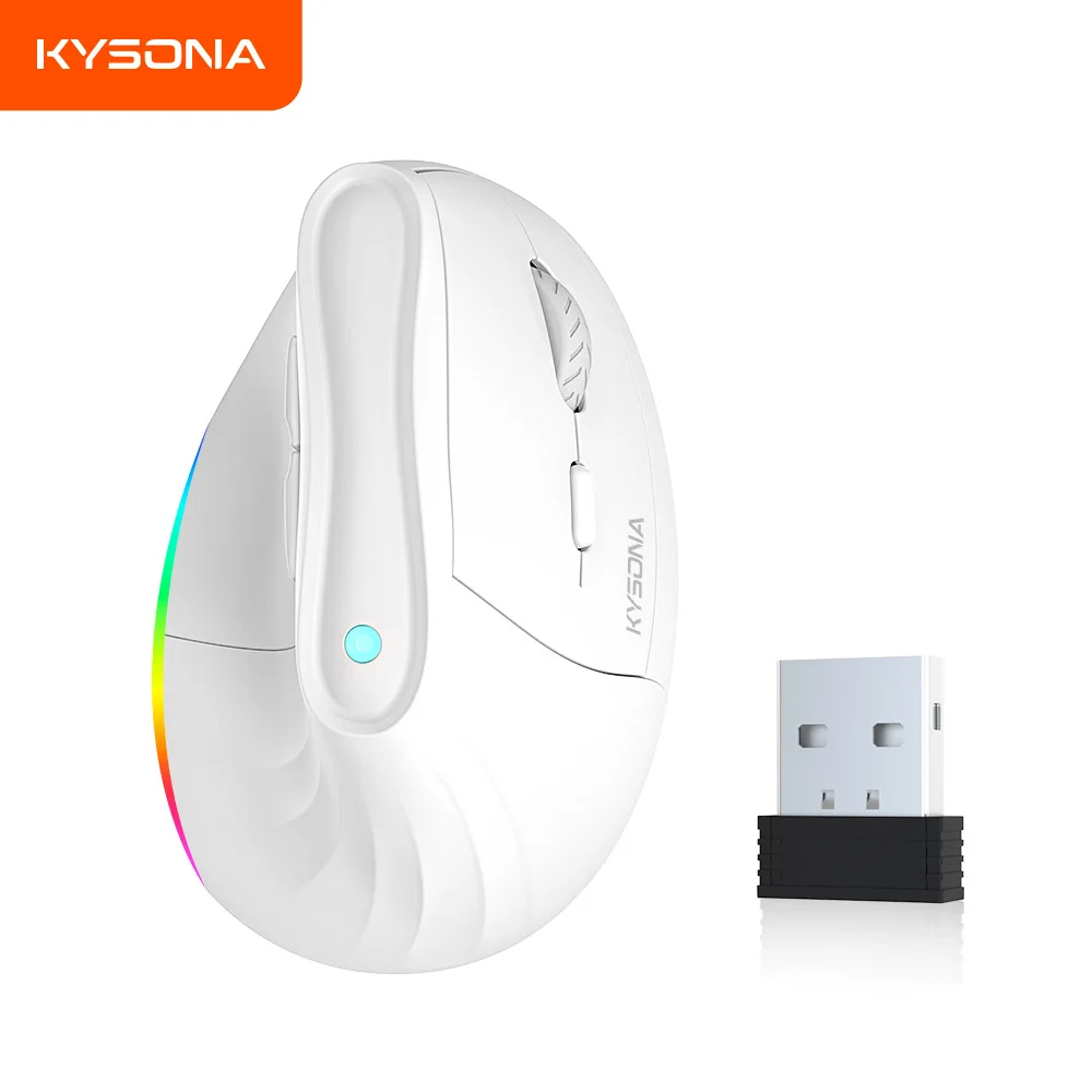

NEW KYSONA Ergonomic Vertical Design Mouse, Rechargeable, 5-level DPI High Precision Designed for Small to Medium Hand Sizes RGB