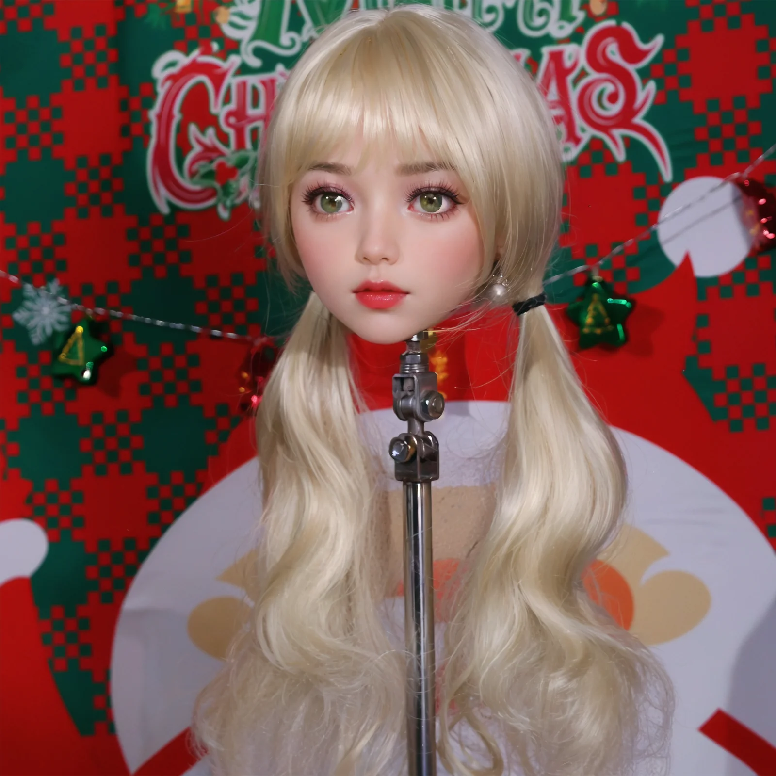 Modèle de touffet de cheveux stylisé de cheveux de dessin animé d'animal de personnage animé de style de noël, couleur de cheveux aléatoire