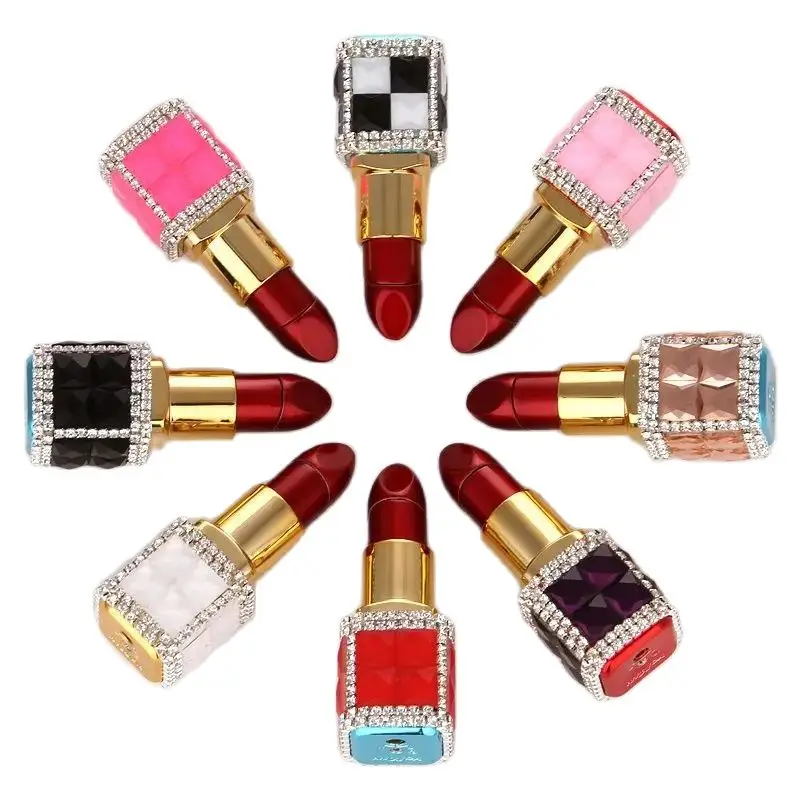 Lipstick Rhinestone Lighter Butane Gas Lighter Electronic Ignition Small And Delicate Ladies Lighter Daily Use Ignition Gadgets