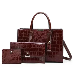 New European and American Crocodile Pattern Bag Buying One Stop Three One Shoulder Handheld Diagonal Straddle Women's Bag for