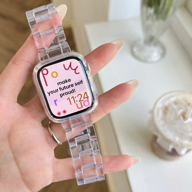 Transparentes Armband für Apple Watch 42mm 46 38 40 44 45 41 Ultra 49mm Buntes Armband iWatch Series 12 11 10 9 8 7 SE 6 5 4