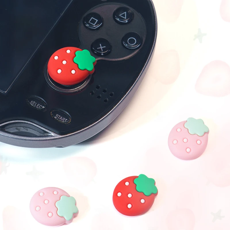 4pcs Strawberry Soft Thumb Stick Grip Cap Joystick Cover For Sony PlayStation Psvita PS Vita PSV 1000 Fat/2000 Protector Case