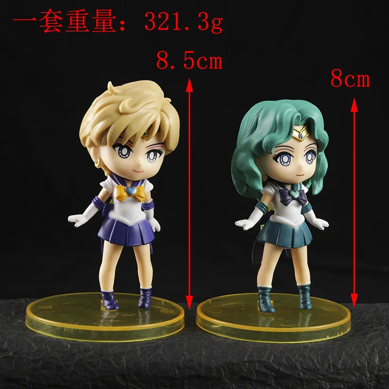 8Pcs/Set Sailor Moon Mercury Mars Jupiter Venus Uranus Neptune Pluto Anime Dolls Decoration Collection Figurine Toys