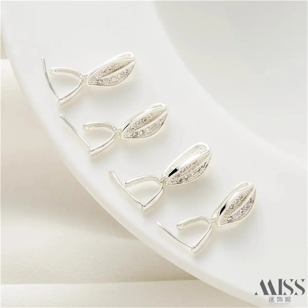 

Серебряный циркон в виде листа, длинная игла, нефритовый кулон, зажим, пряжка для семян дыни, сделай сам, кулон ручной работы, браслет, ожерелье, аксессуары