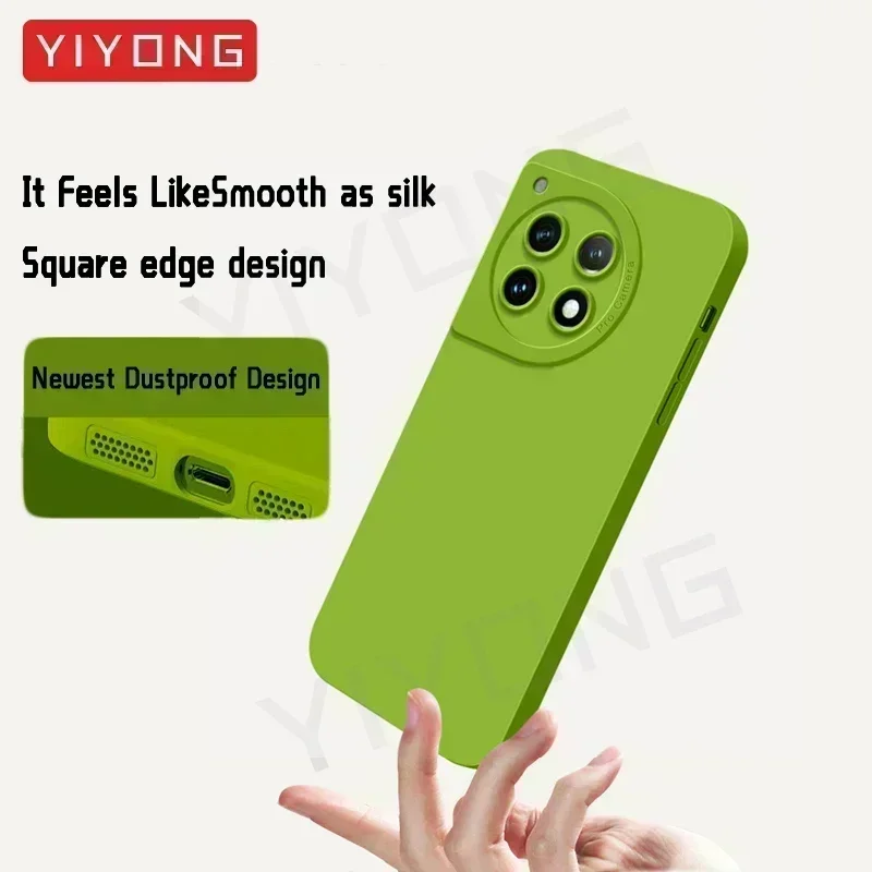 For OnePlus12 Case YIYONG Square Liquid Silicone Soft Cover For OnePlus 12 12R One Plus 11 11R OnePlus12R OnePlus11 Phone Cases