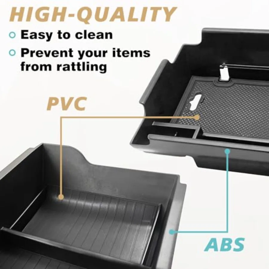 for Ioniq6 Armrest Storage Box and Lower Center Console Organizer Tray with Rubber Black Trim Compatible with Hyundai Ioniq 6 S
