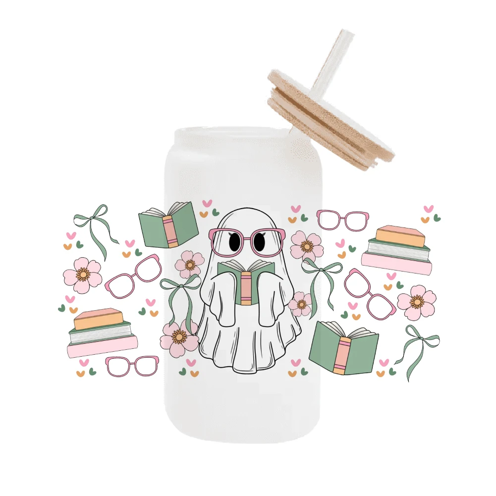 Simple skull Read books DTF Sticker Cups Cool Personalize UV Wrap Transfer Sticker Custom Labels DIY Selfadhesive Waterproof