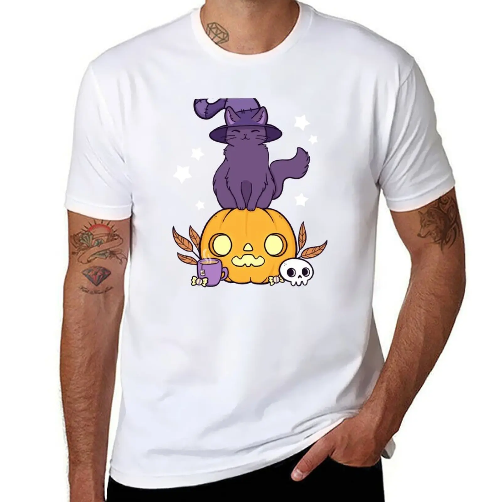 Pumpkin Cat Nikury T-Shirt Trendy Pattern T-Shirt for Men