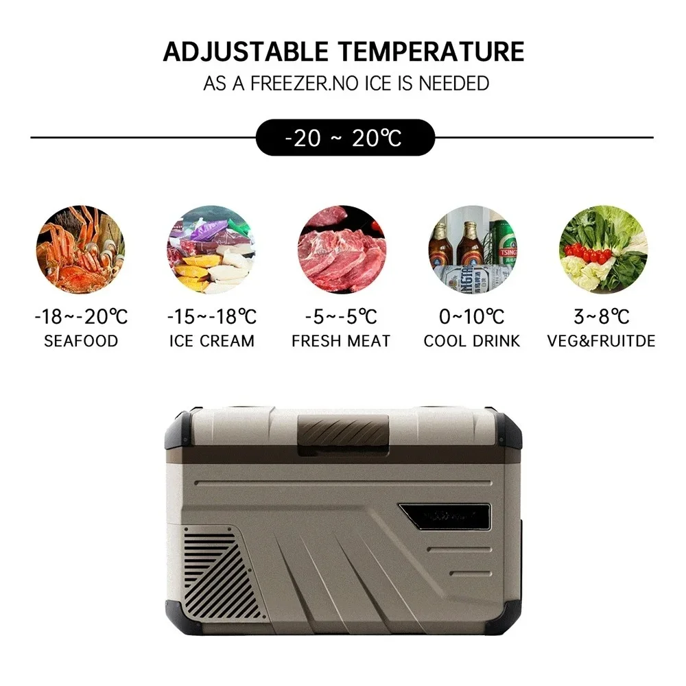35L Compressor Solar Camping Fridge 12V Portable Car Truck Fridges Camping Car Fridge Freezer for Travel
