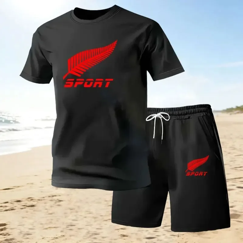 New Summer Men's Sets T-Shirt Casual Mesh Set Sports Jogging Set Breathable Fast Drying Gym Shirt Football Shirt suits
