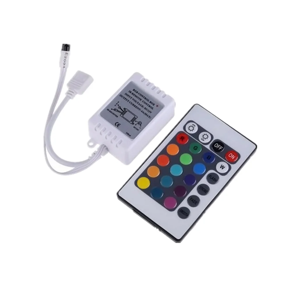 

24key Rgb LED Strip Remote Controller Box 4-Pin Connector Adjustable Brightness Color Temperature Short-Circuit