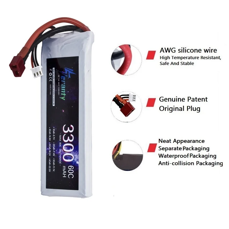 2S 7.4V LiPo Battery 3300mAh 60C For Car RC Drone Helicopter Drone Boat Airplane Quad Car Model With Deans XT30 XT60 Connector