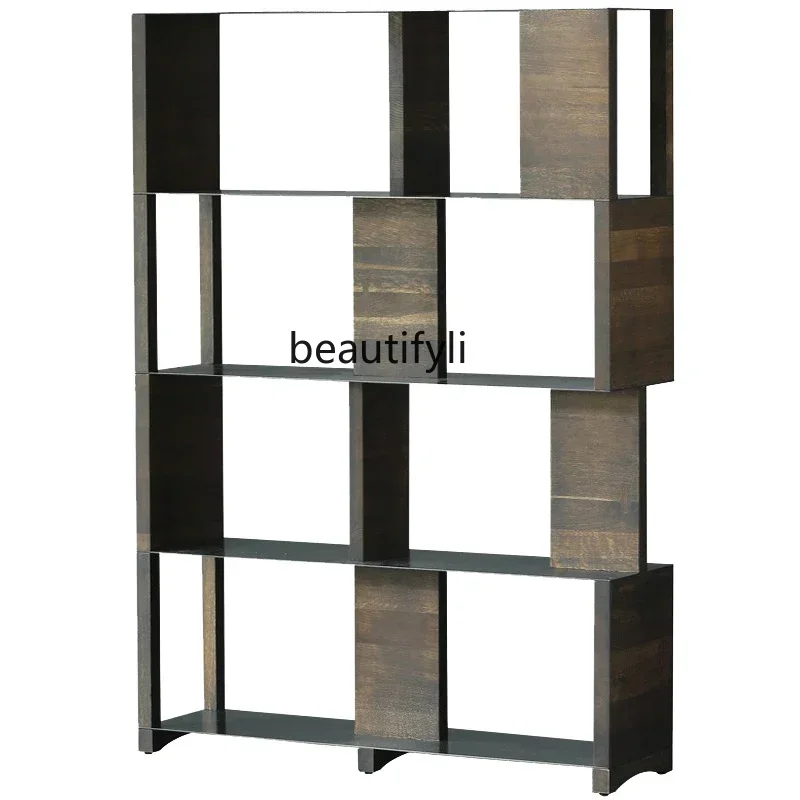 

ld 30 -North American Retro Silent Oak Iron Floor Bookcase Bookshelf Souvenir Display Stand
