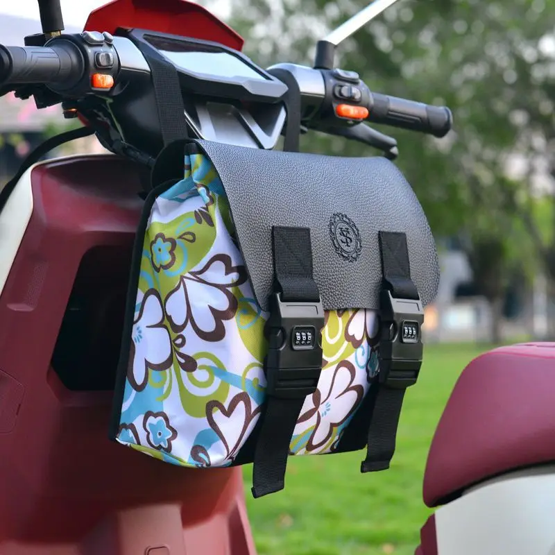 

Motorcycle Saddlebags Waterproof - Large Capacity Front/Rear Storage Bag for E-Bike & Scooter, Helmet Holder, Travel Organizer