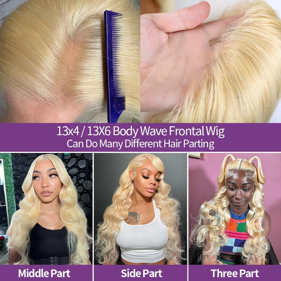 13x6 30-calowe Body Wave Lace Front Wigs Transparent HD Frontal Human Brazilian Hair Blonde Colored Cheap Wig Choice For Women