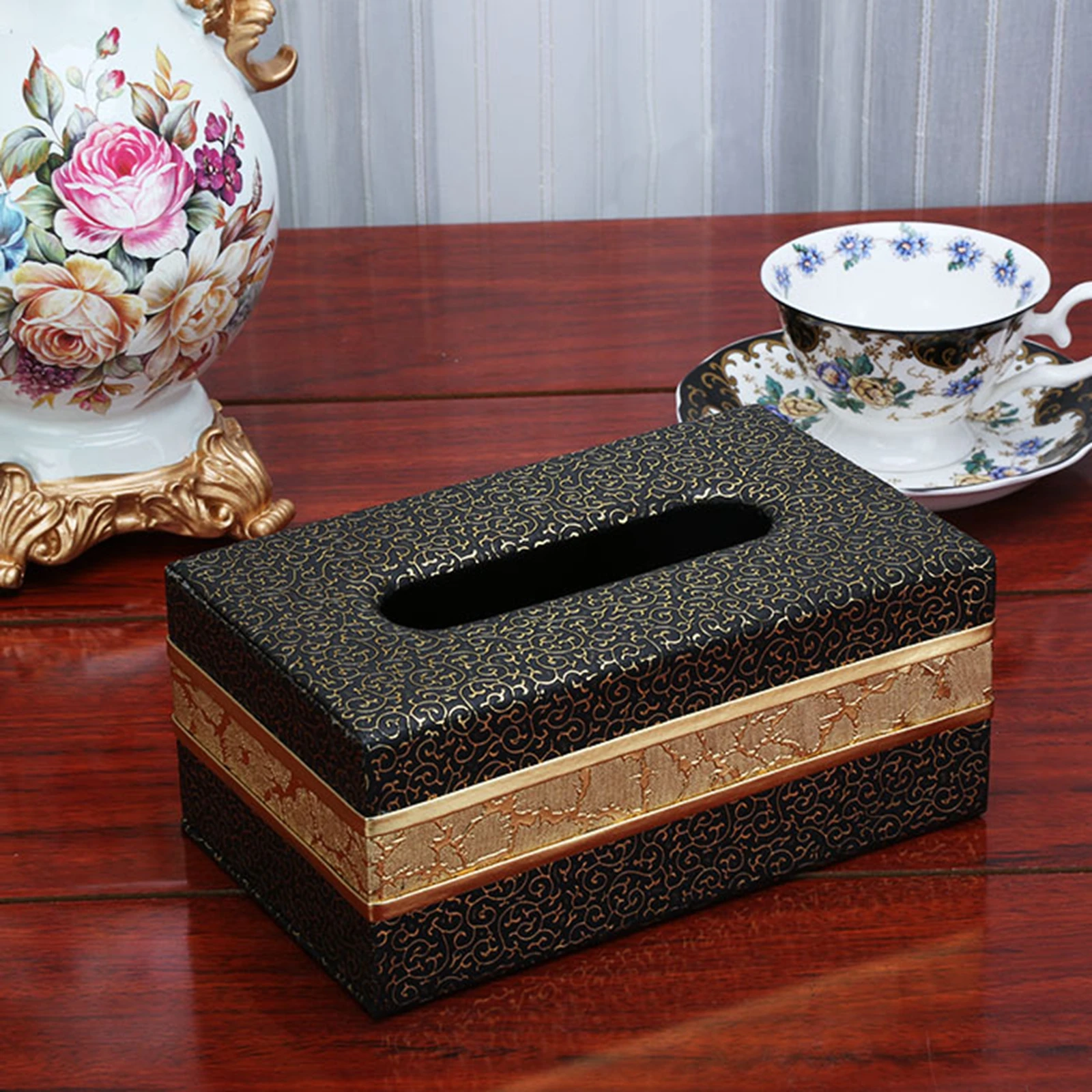 Stylish PU Leather Tissue Box Holder Pumping Napkin Dispenser Rectangular Tissue for Hotel Bathroom Table Bedside Home