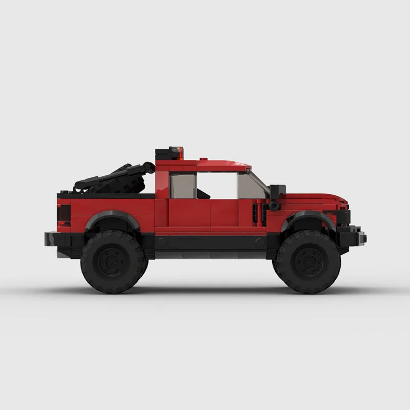 MOC F150 شاحنة صغيرة حمراء اللبنات 4x4 نموذج تجميع المركبات لعبة البناء الإبداعية للبالغين #4