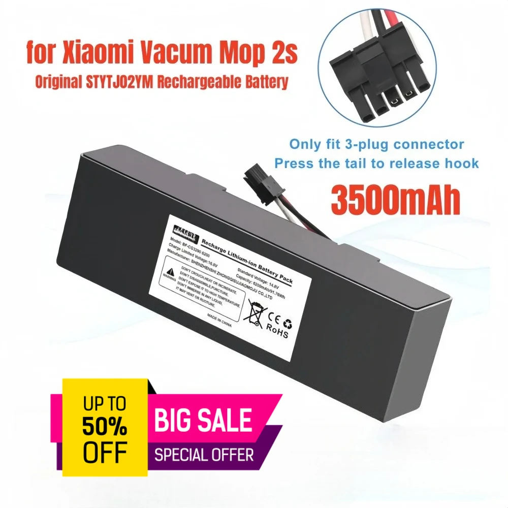 Mi Robot Vacuum-Mop 2S STYTJ02YM 3500mAh Battery 14.4V for Xiaomi Mijia LDS Vacuum Cleaner,Mi Robot Vacuum-Mop P,Conga 3290 3390