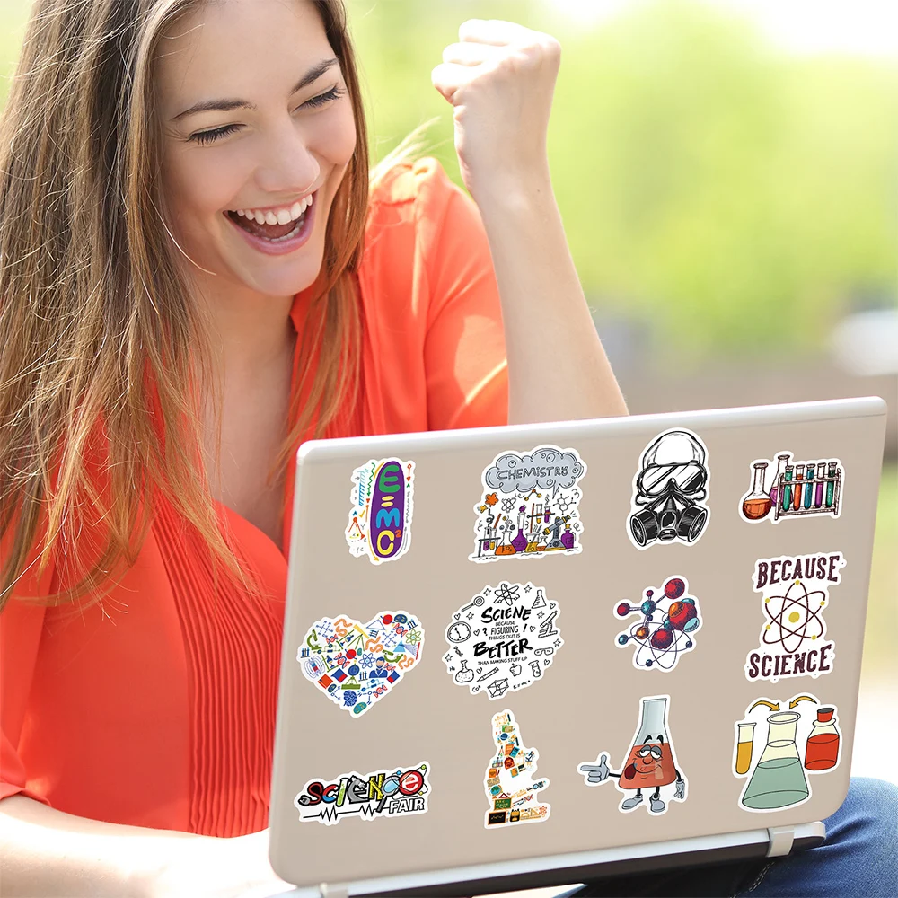 10/30/50/100 szt. Śmieszne Naklejki Laboratoryjne z Chemią i Biologią, Kreskówkowe Naklejki na Walizkę, Bagaż, Motocykl, Graffiti