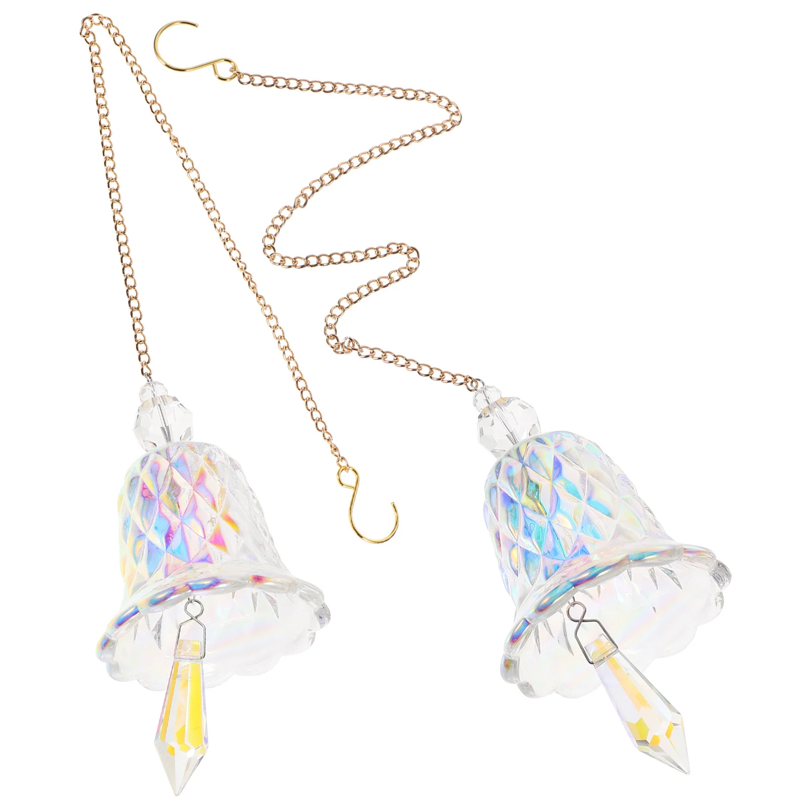 

2Pcs Crystal Hanging Rainbow Prism Sun Catcher Window Decor Pendant Bell Shaped Wind Chime Crystal Crystals Sun Catcher