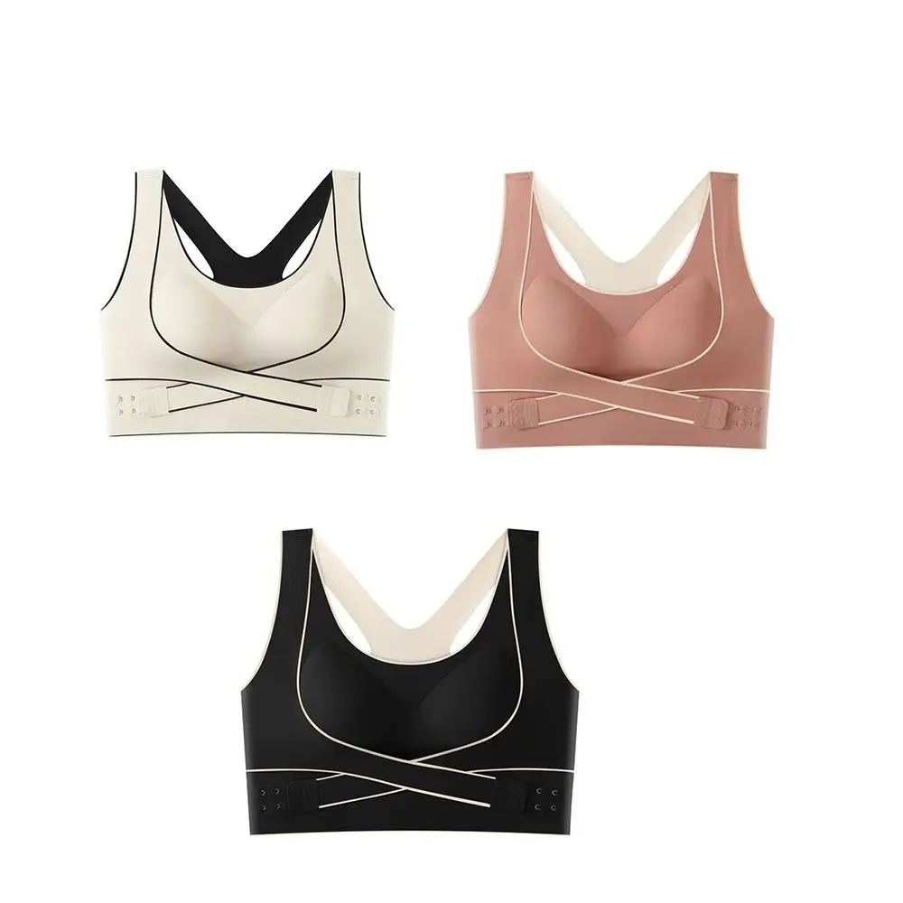 حمالة صدر رياضية مبطنة لاسلكية مقاومة للصدمات، إبزيم أمامي قابل للتعديل، حمالة صدر للياقة البدنية قابلة للتنفس، مريحة