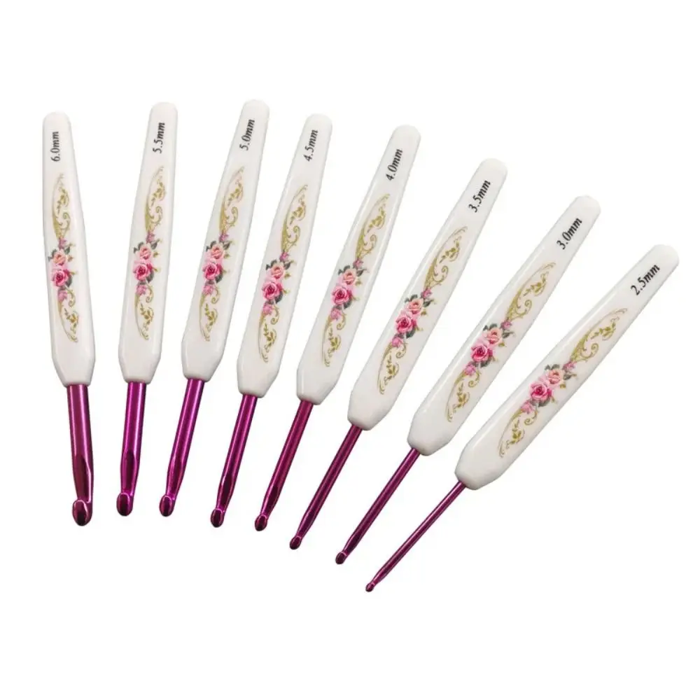 New 8PCS Crochet Hooks Set DIY Plastic Handle Craft Set Aluminum Weave Tool Yarn