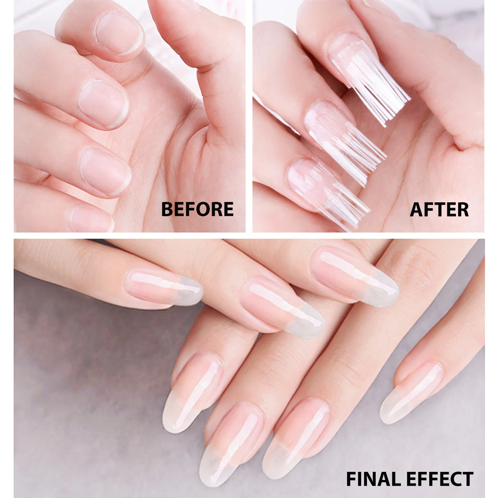 

Tee Pen Bag Clear Press on Nails Sequin Square Pencil Case Fiber Manicure Extension Tool