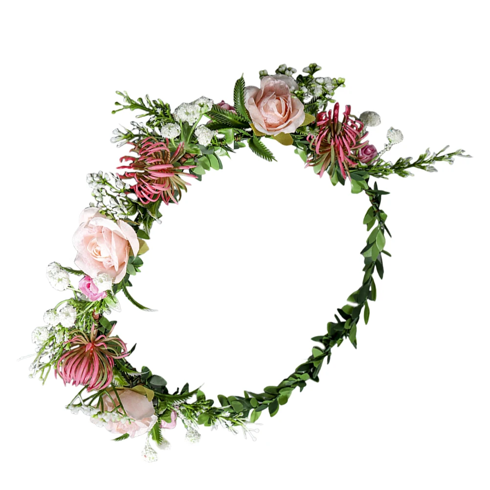 

Floral Crown Headband Hair Garland Bridal Wedding Party Flower Headdress Hair Wreath Women Accessories Photoshoot Prop