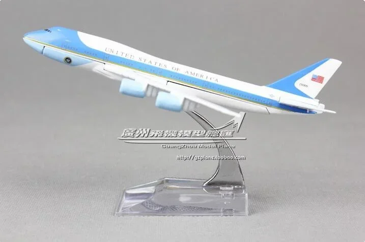 United States Air force one B747-200 Airlines plane model 16cm Men's Toy Birthday Christmas gift Metal