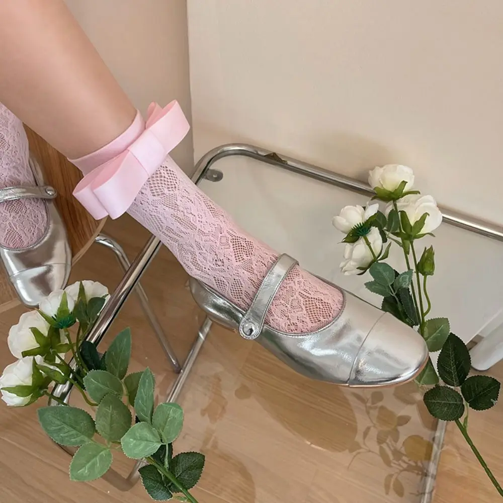 Trendy Summer Lace Fashion Elastic JK Gauze Bow Silk Hosiery Y2K Korean Style Socks Women Thin Socks Transparent