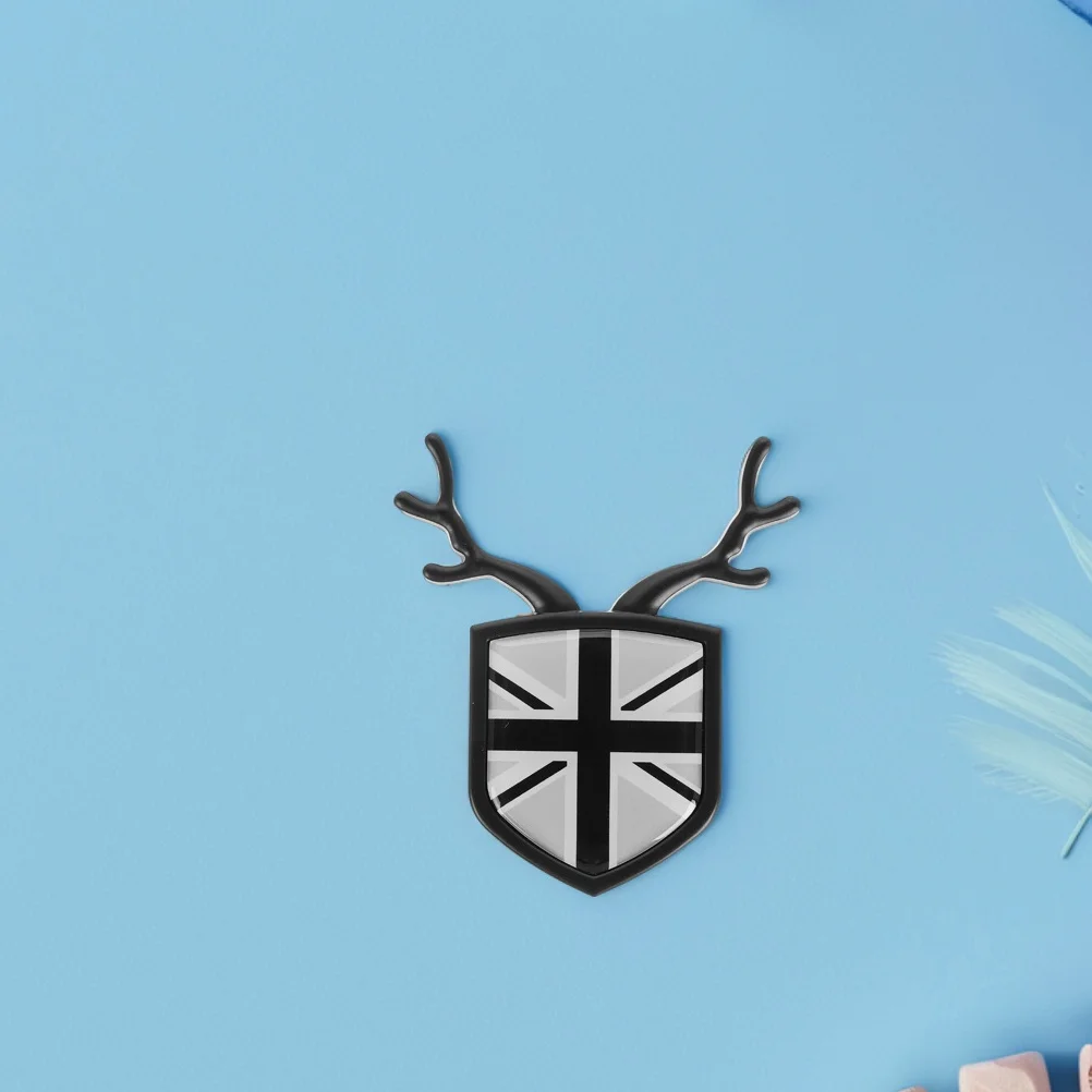 

2Pcs Uk Flag Deer Car Stickers Exterior Decor ABS Weather Resistant Easy Install Vehicle Badge Emblem for All Cars Truck Side