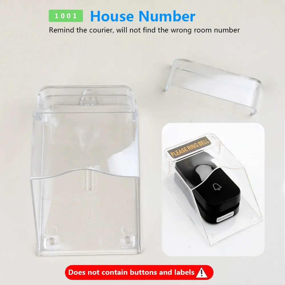 Home Doorbell Transparent Waterproof Cover Wireless  Door Bell Ring Chime Button Protective Cover