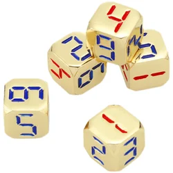 5PCS/1Set Metal Dice Golden/Bronze Colorful Numbers Funny Game Dice Six Sided Decider Board Game Acessorios 13mm