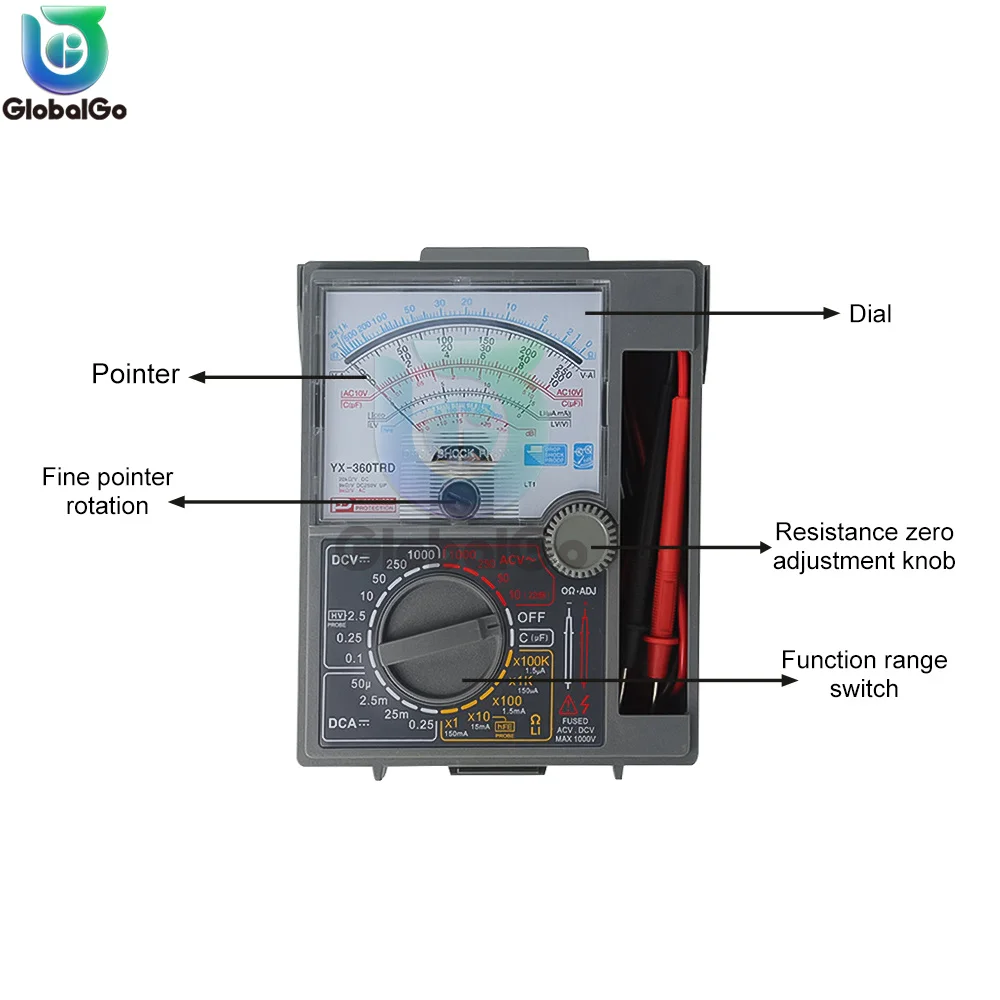 YX-360TRD DC/AC przenośny multimetr ze wskaźnikiem napięcie prądu miernik rezystancji Tester dla elektryków narzędzia pomiarowe