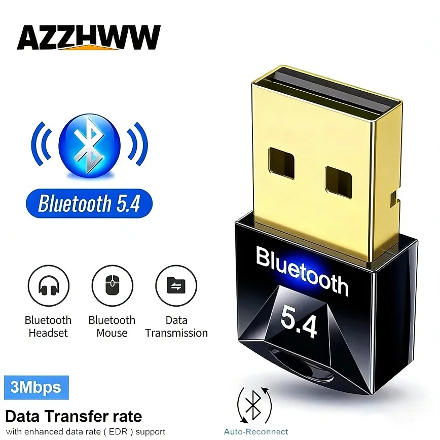 

USB Bluetooth 5.4 Adapter Mini Wireless USB Bluetooth 5.0 Audio Transmitter Receiver Dongle for Computer PC Laptop Win 7/8/10/11