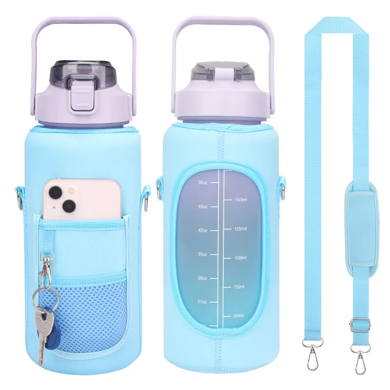 2L Water Bottle Covers Large Capacity Motivational Water Bottles Holder Bag Thermos Sleeve Drinkware Accessories Only Sleeve