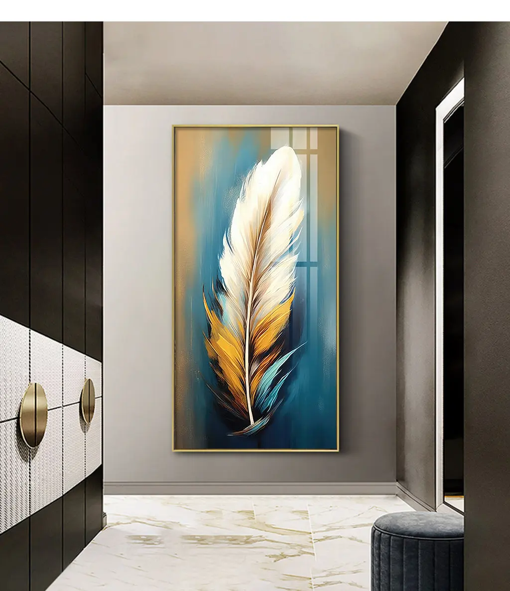 Unframed Abstract Feather Canvas Print: Modern Wall Art,For Home Decor,Bathroom Decor,Room Decor