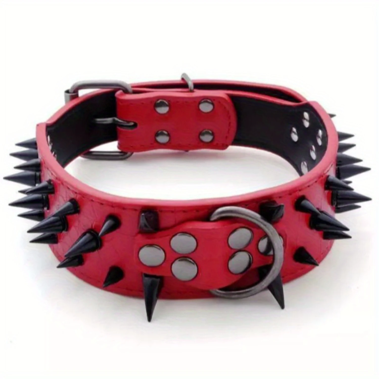 

Adjustable Microfiber Leather Spiked Dog Collar for Small/Medium Pets - Cats, Pit Bull, Bulldog, Pugs, Husky - Black