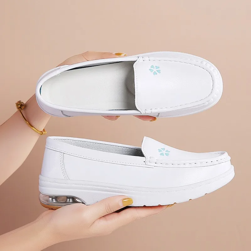 Available Hospital nurse shoes Air cushion comfortable soft soled white medical shoes Leather women's shoes Work shoes women