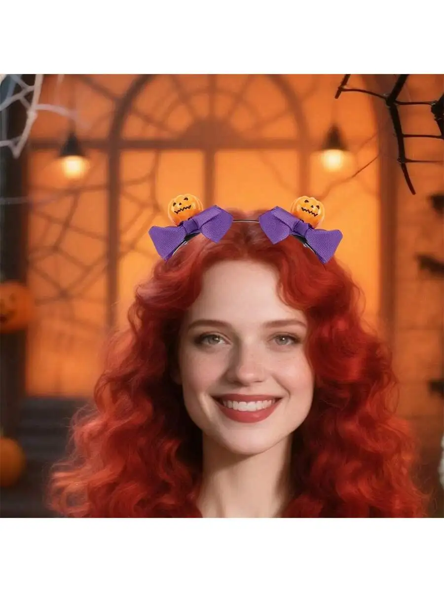 Halloween Pumpkin Bow Headband For Adult Costume Party