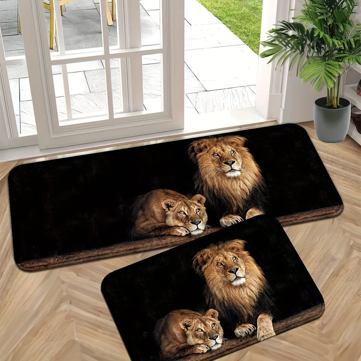 

1PC Lion Pattern Kitchen Rugs Non-Slip Home Door Mats Pop design Bathroom Rugs Bath Mat Carpet for Home Sink Laundry Decor