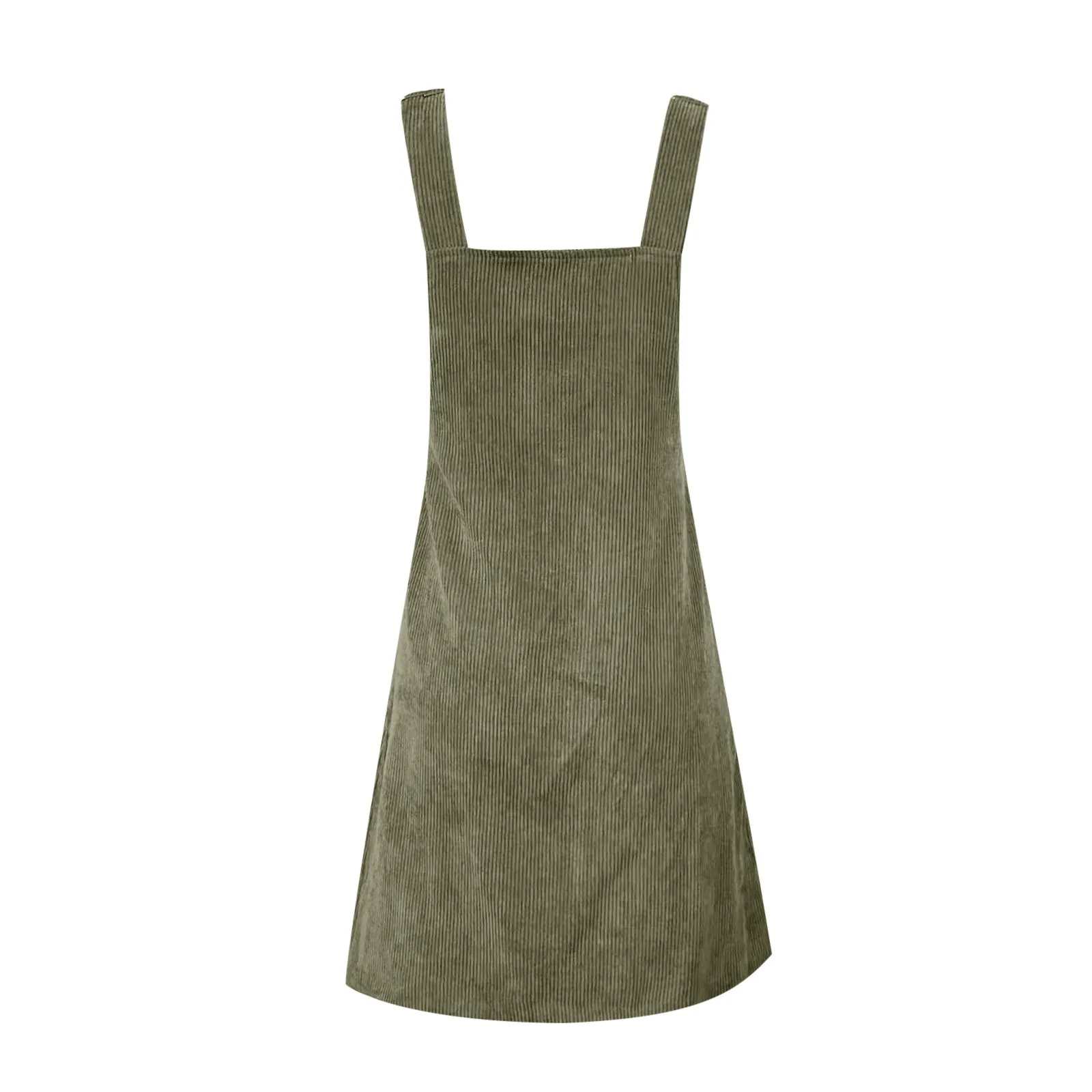 2024 New Corduroy Womens Dress Solid Color Loose Mini Dress Sleeveless Strap Dress Casual Buttons Short Sundress Vestidos