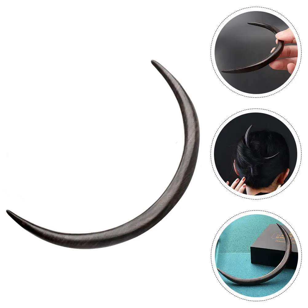 

Women Fork Wooden Hair Stick Lightweight Retro Curve Hairpin for Daily Wedding Party Use Moon Hairpin