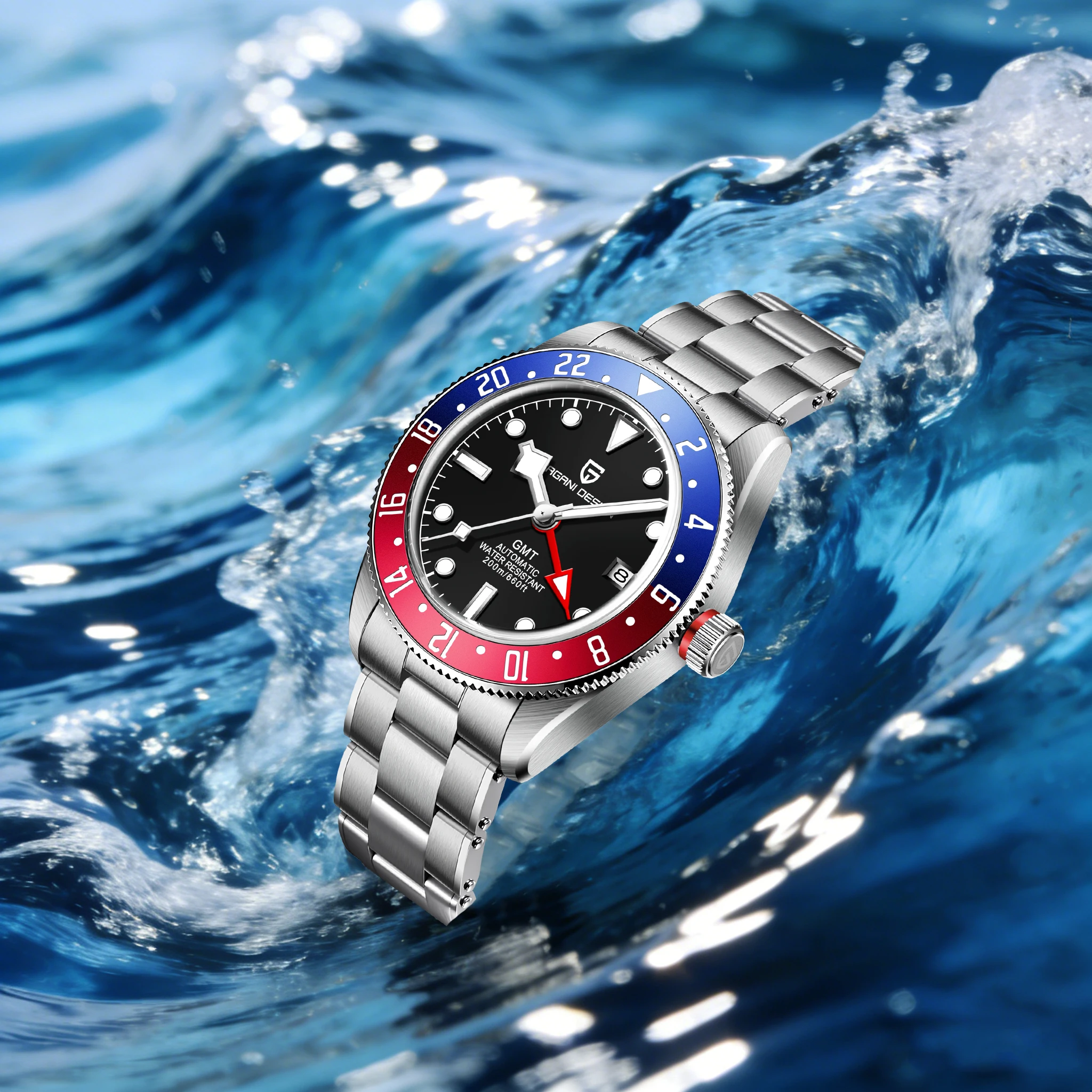 PAGANI DESIGN Light Luxury Dignified Men's Mechanical Watch Urban Fashion Stainless Steel Sapphire Calendar 20Bar Diving Clock